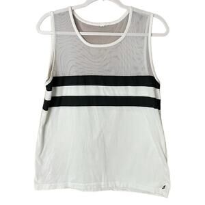 Fabletics White and Black Mesh Tank Top